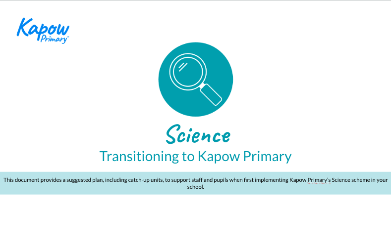 Transitioning to Kapow Primary Science