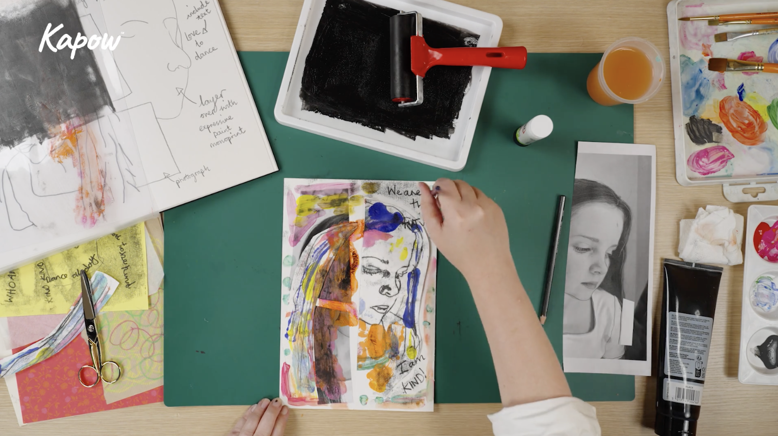 Pupil video: Mixed-media portraits