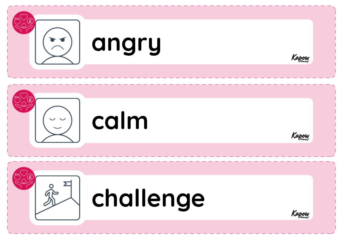 Vocabulary display – RSE & PSHE EYFS Managing self: Taking on challenges